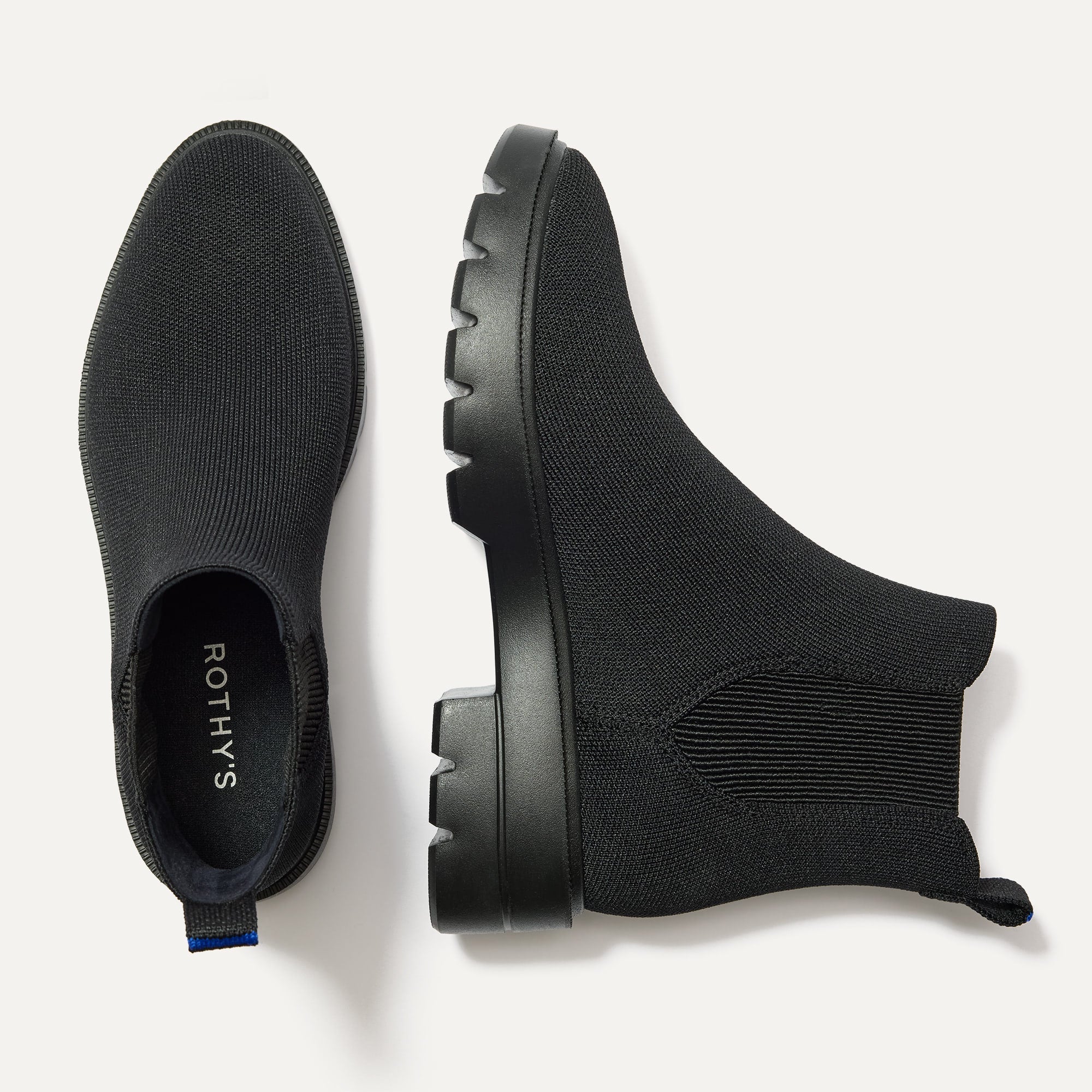 A pair of The Puddle Skipper Boot in Black shown from the top.