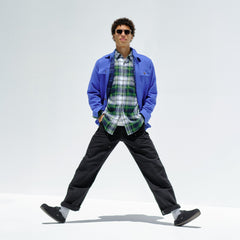 Alternate view of a model wearing The Men's Cozy Clog in Black.