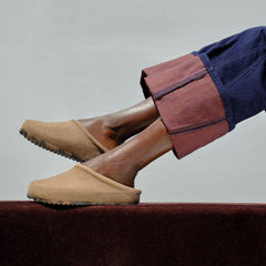 hover | Model wearing The Casual Clog in ReVelvet Portobello.