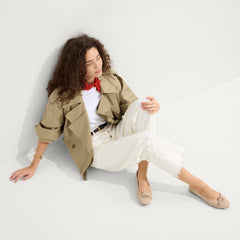 Alternate view of a model wearing The Knot Ballet Flat in Ecru.