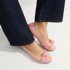 hover | Model wearing The Knot Ballet Flat in Peony.