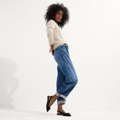 Alternate view of a model wearing The Twist Point Slingback.