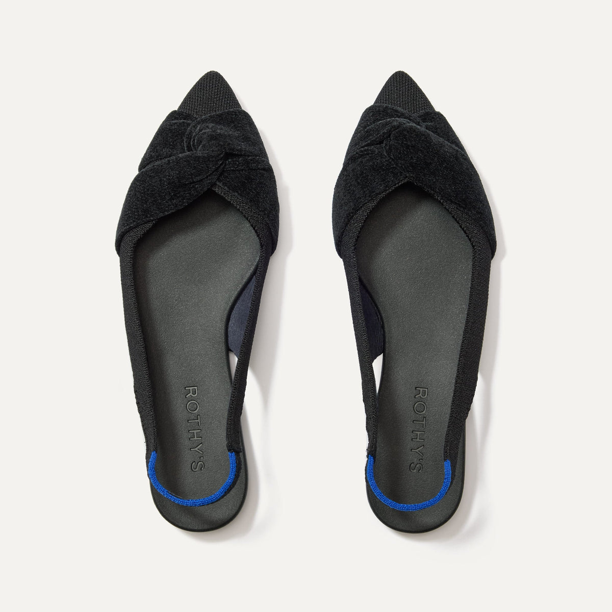 The Twist Point Slingback in Black shown from the top.