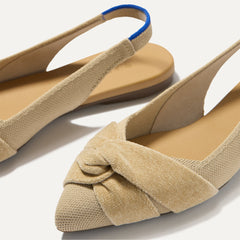 Close up of the toe and twist detail on The Twist Point Slingback in Brioche.