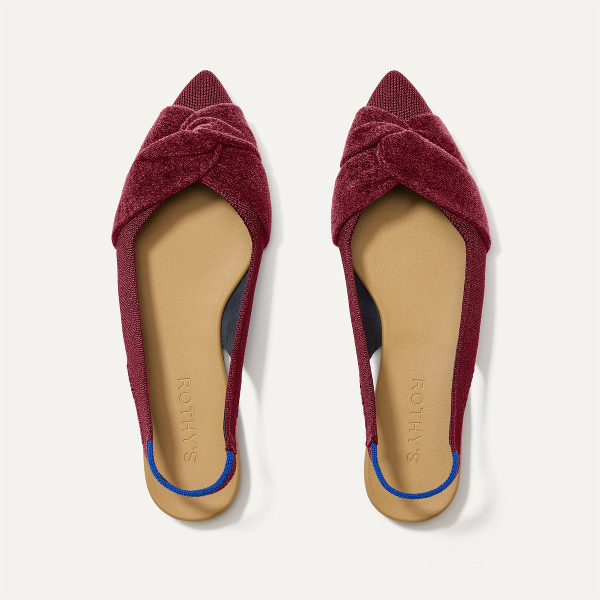 The Twist Point Slingback in Cabernet shown from the top.
