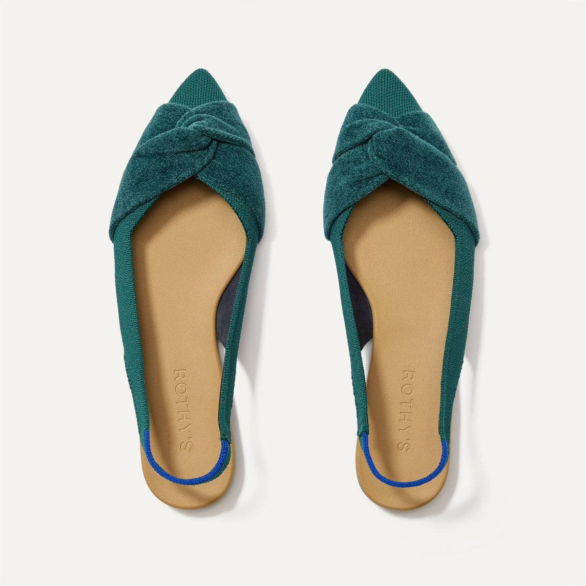 The Twist Point Slingback in Everglade shown from the top.
